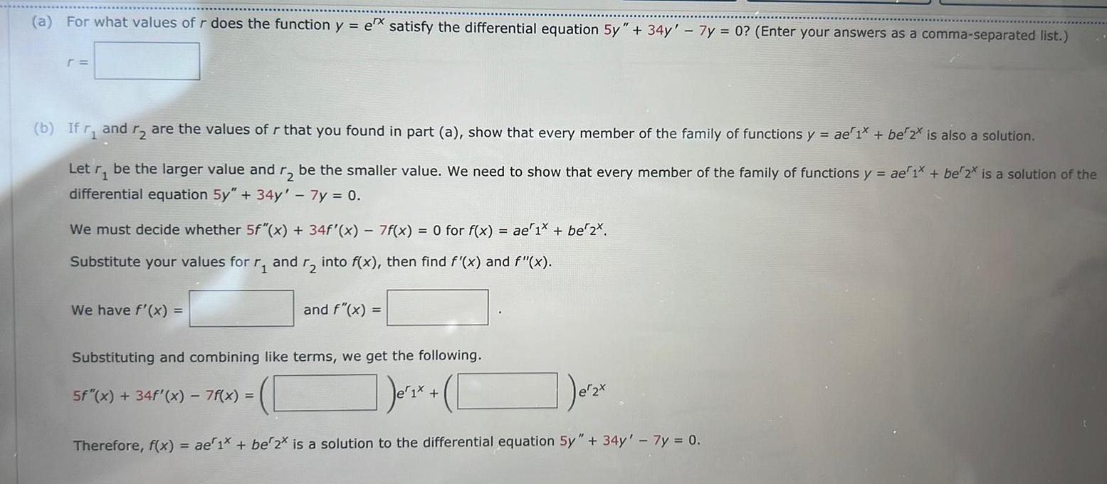 (a) For what values of r does the function y = ex