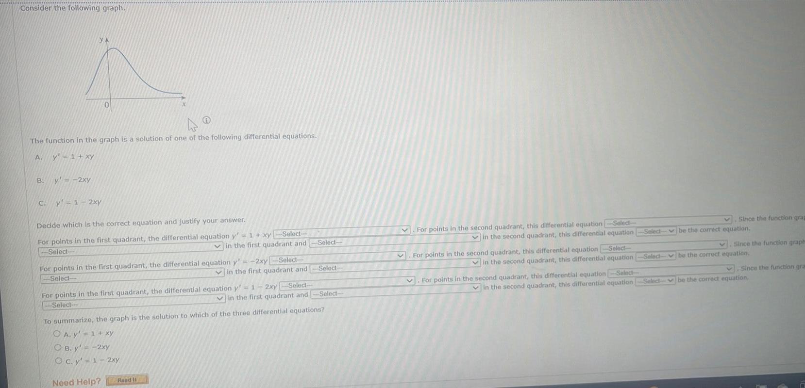 Consider the following graph. 0 The function in the graph is a