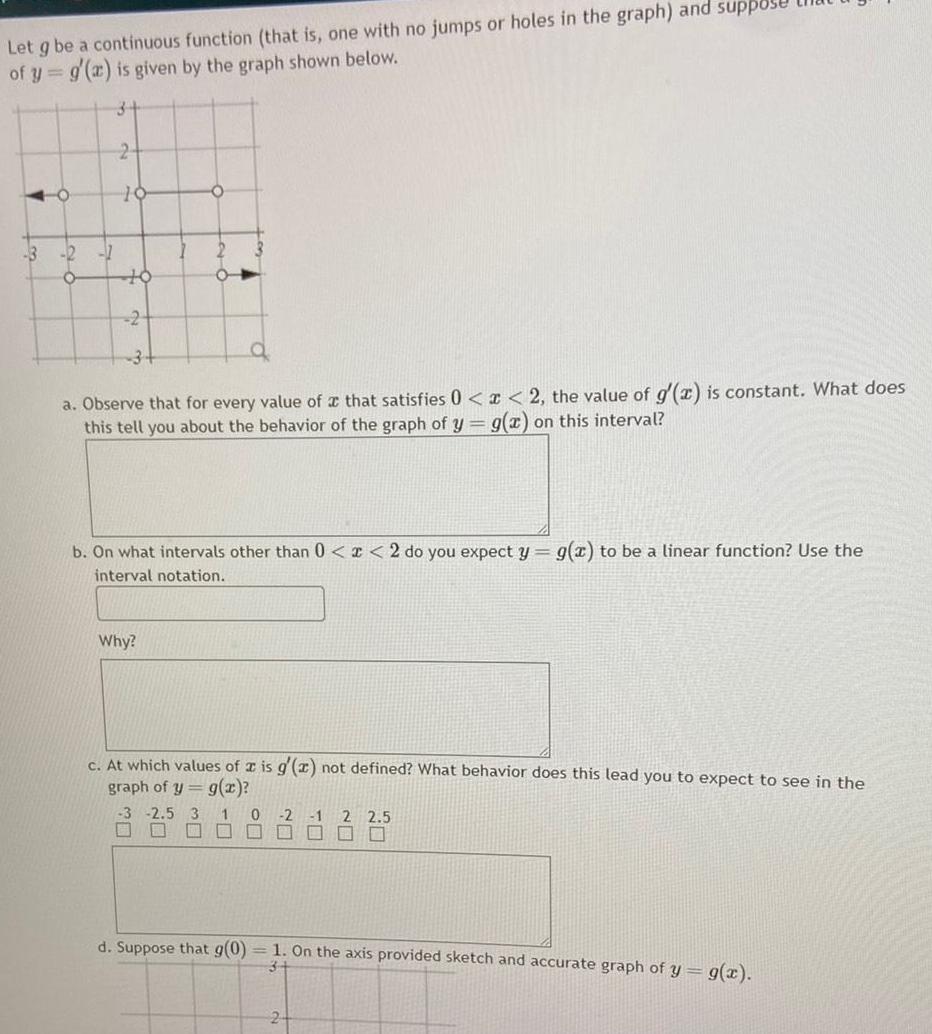 Let g be a continuous function (that is, one with no jumps