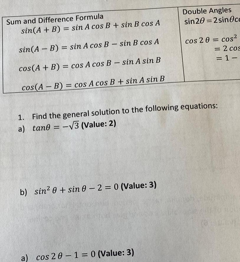 Sum and Difference Formula sin(A+B) = sin A cos B + sin