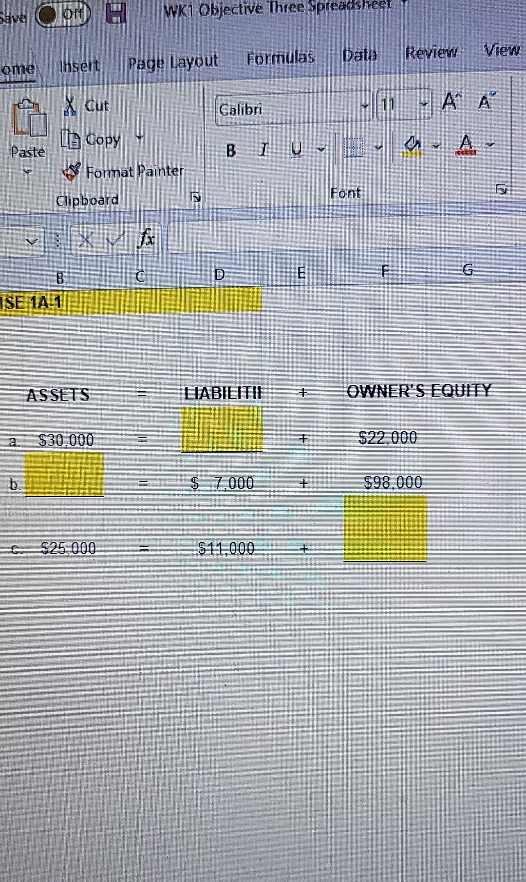 Save Off H WK1 Objective Three Spreadsheet ome Insert Page Layout Formulas