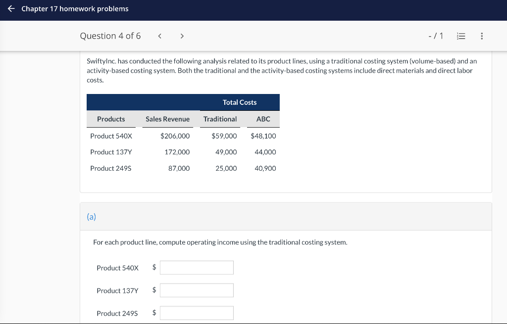 Chapter 17 homework problems Question 4 of 6 < > -/1 E