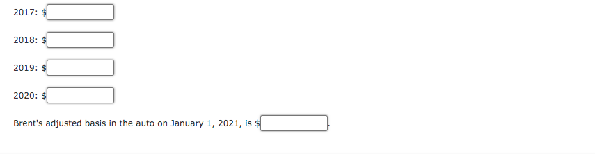 new automobile for $55,000. He uses the car 80% for business and