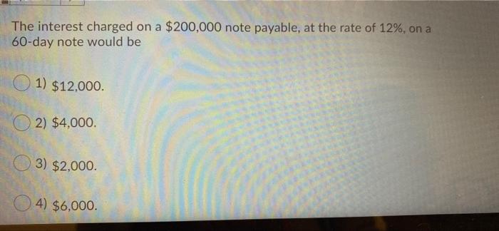 The interest charged on a $200,000 note payable, at the rate of