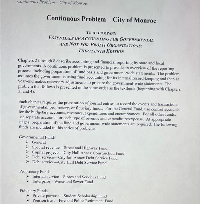 Continuous Problem - City of Monroe Continuous Problem - City of Monroe