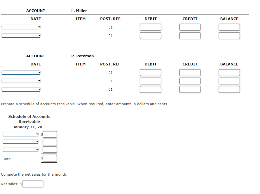 Peterson Sales Sales Tax Payable 19 Cash Sales Discounts Accounts Receivable/P. Peterson