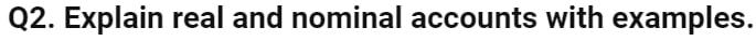 Q2. Explain real and nominal accounts with examples.