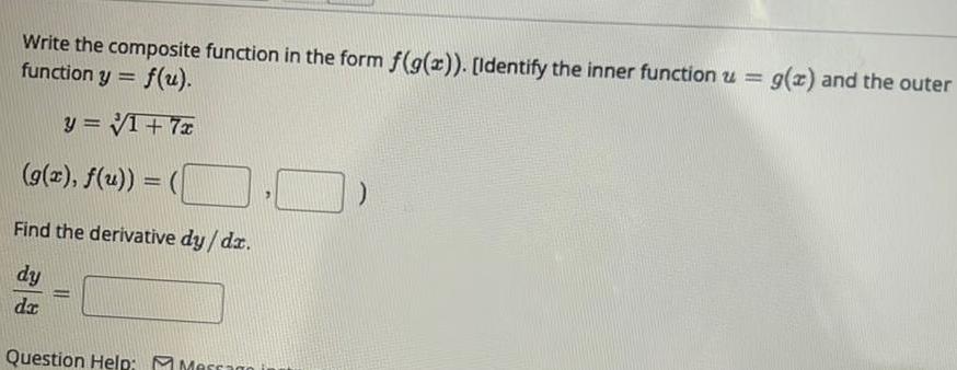 Write the composite function in the form f(g(x)). [Identify the inner function