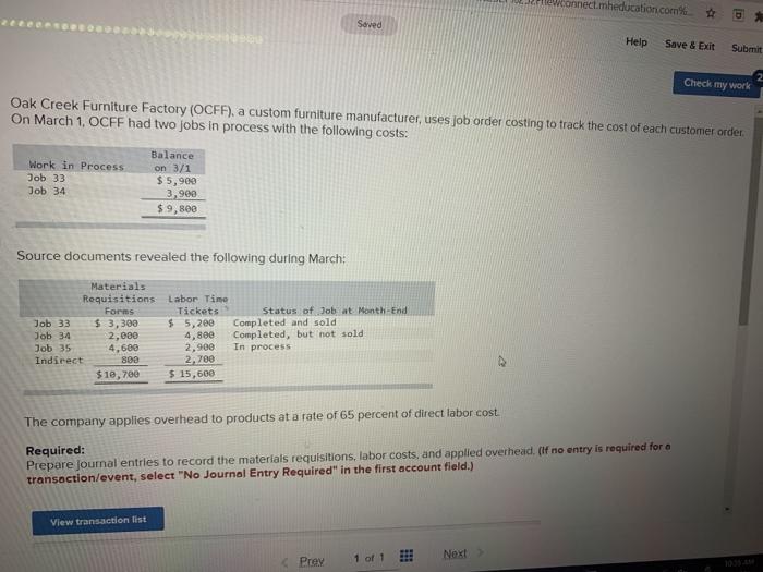 Saved nect.mheducation.com% Help Save & Exit Submit Check my work Oak Creek