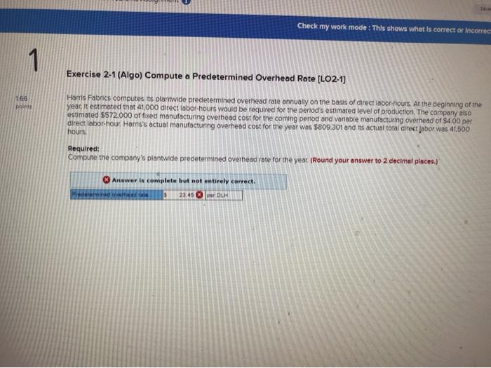 Check my work mode: This shows what is correct or incorrect 166