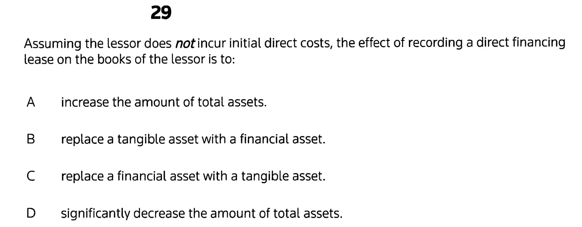 29 Assuming the lessor does not incur initial direct costs, the effect
