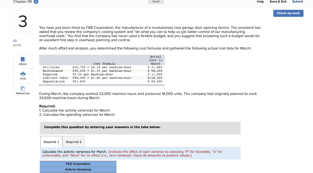 Chapter 09 3 Saved Help Save & Exit Submit 10 points You