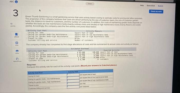 ABC S Help Save & Ext Submit 3 10 points Green Thumb