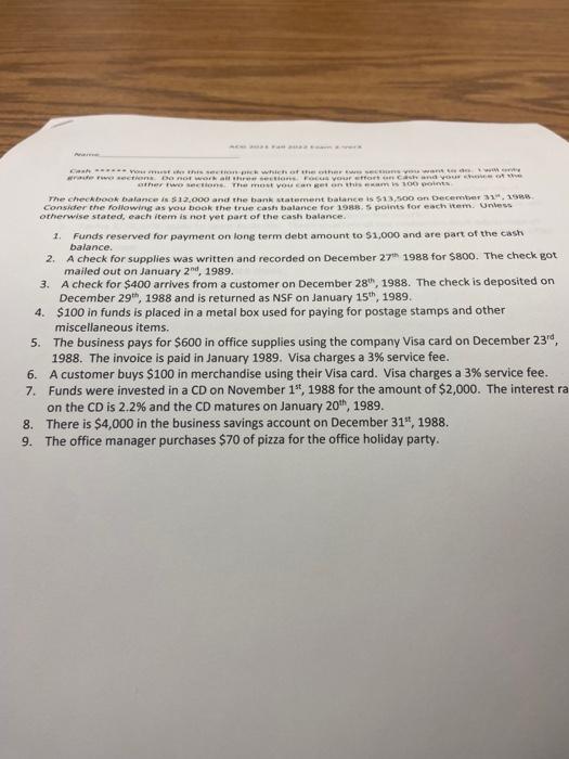 #rade two sections Do not work all three sections. Focus your effo