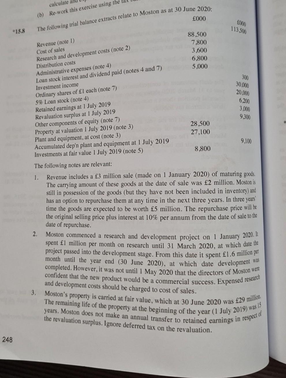 *15.8 calculate (b) Re-work this exercise using the l The following trial