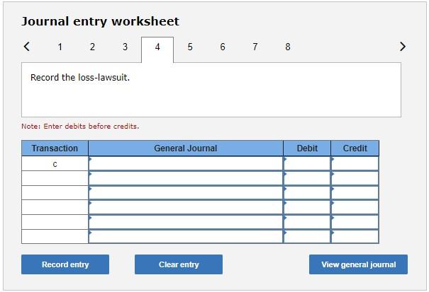 Credit Record entry Clear entry View general journal