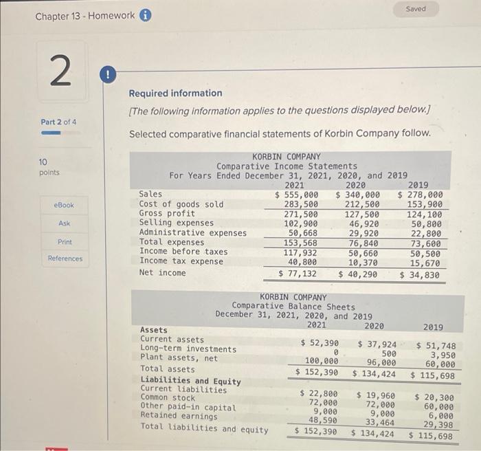 Chapter 13 - Homework Saved 2 o Part 2 of 4 10