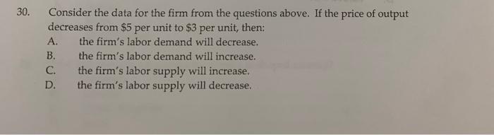 each unit of output can be sold for $5 per unit, and