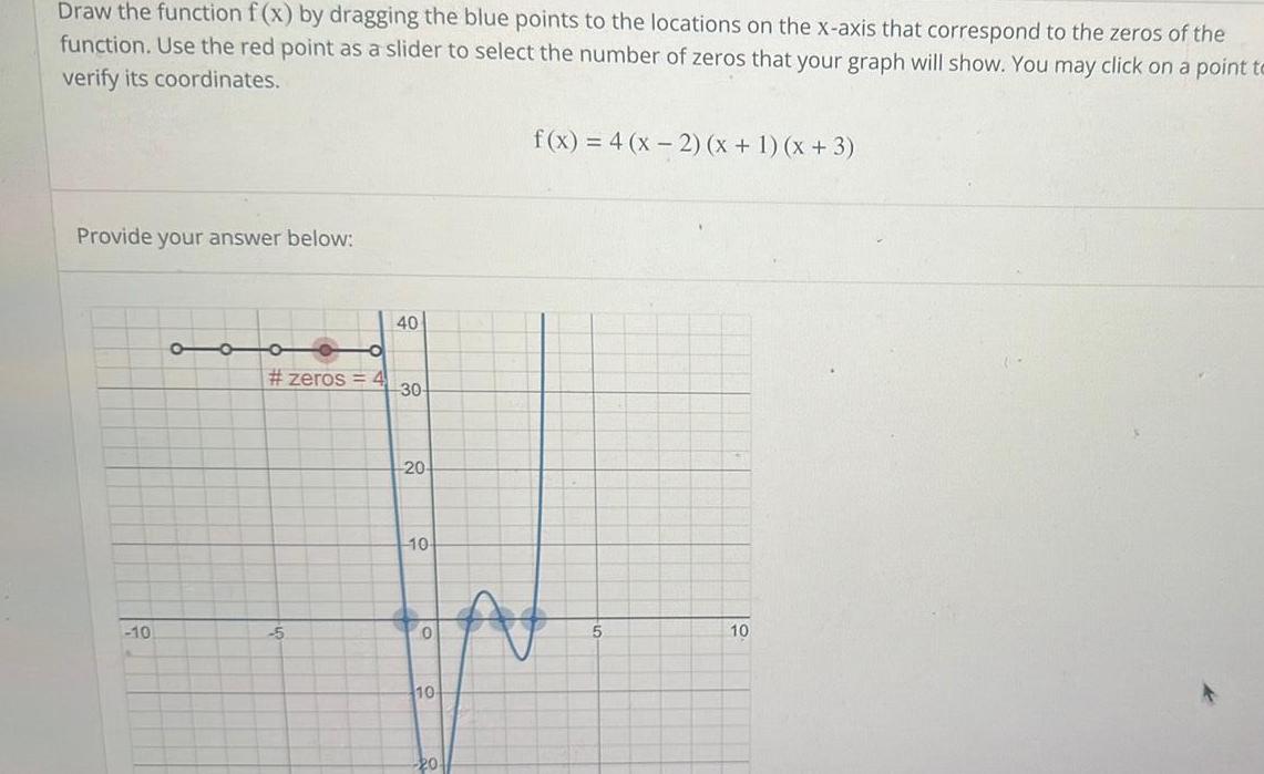 Draw the function f(x) by dragging the blue points to the locations
