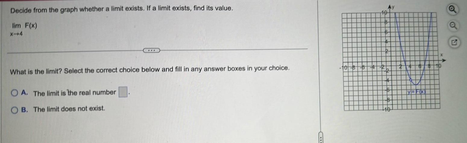 Decide from the graph whether a limit exists. If a limit exists,