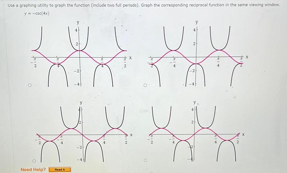 Use a graphing utility to graph the function (include two full periods).