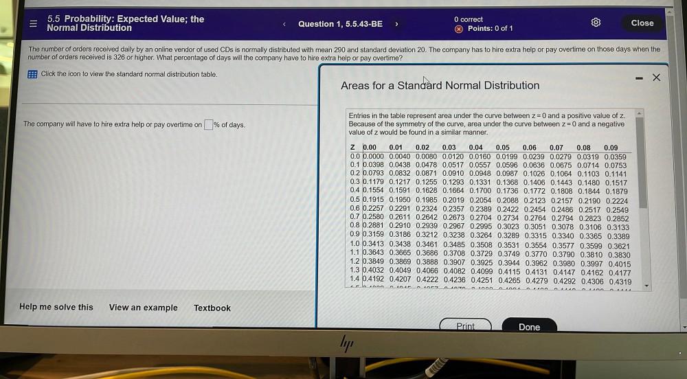 5.5 Probability: Expected Value; the Normal Distribution Question 1, 5.5.43-BE > 0