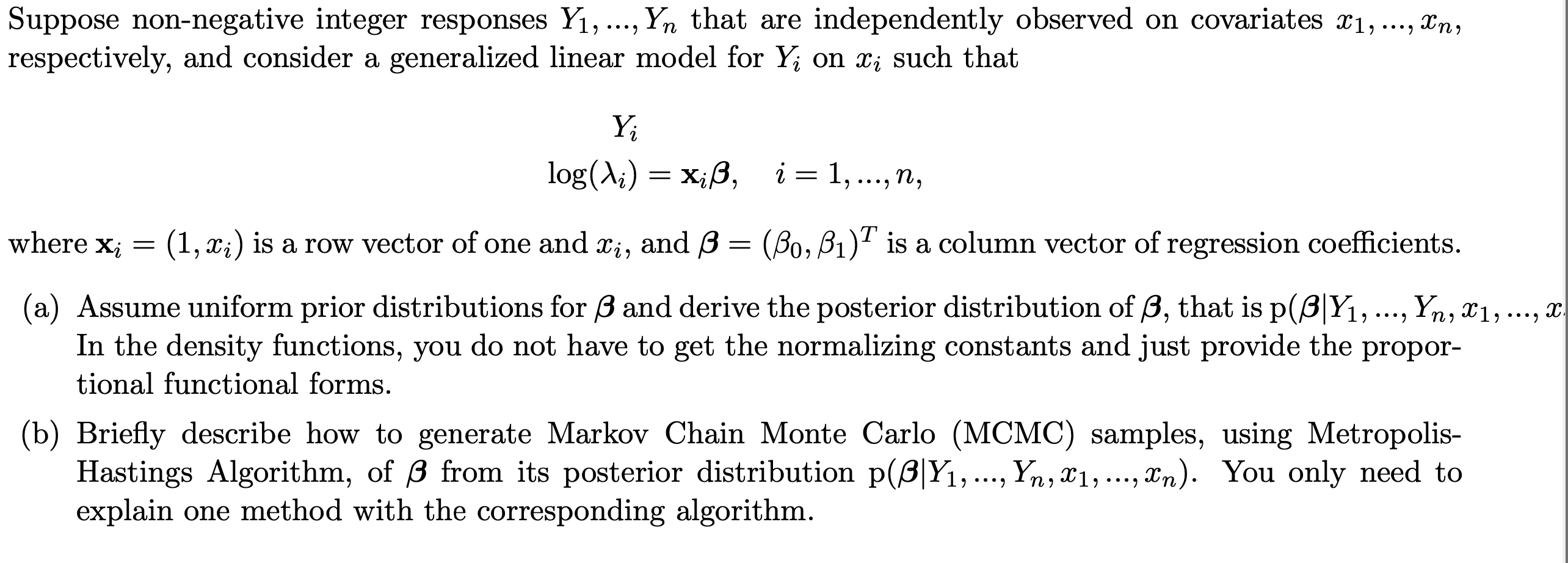 Suppose non-negative integer responses Y, ..., Yn that are independently observed on