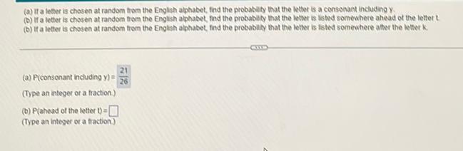 (a) Piconsonant including y)= (Type an integer or a fraction.) (b) P(ahead