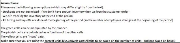 Assumptions: Please use the following assumptions (which may differ slightly from the