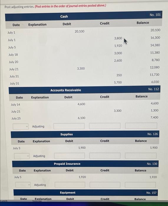 Accounts SUNLAND'S CLEANING SERVICE Income Statement For the Month Ended July 31,