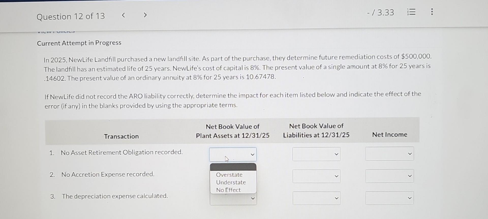 Question 12 of 13 < > VICWT VICIC - / 3.33 Current