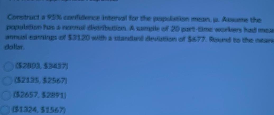 Construct a 95% confidence interval for the population mean, Assume the population
