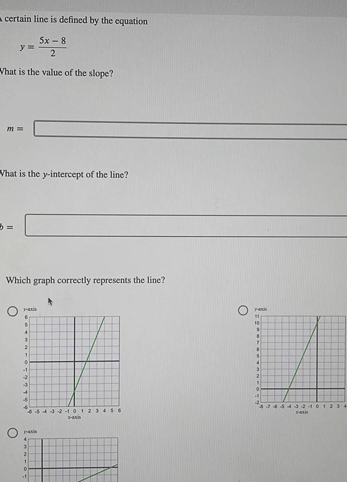 certain line is defined by the equation y = 5x 8 -
