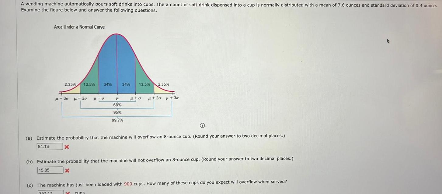 A vending machine automatically pours soft drinks into cups. The amount of