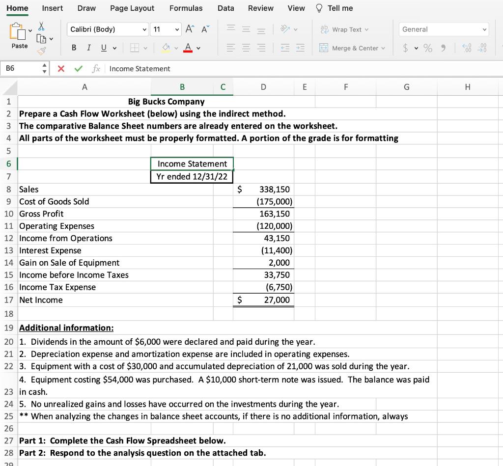 Home Insert Draw Page Layout Formulas Data Review View Tell me Calibri
