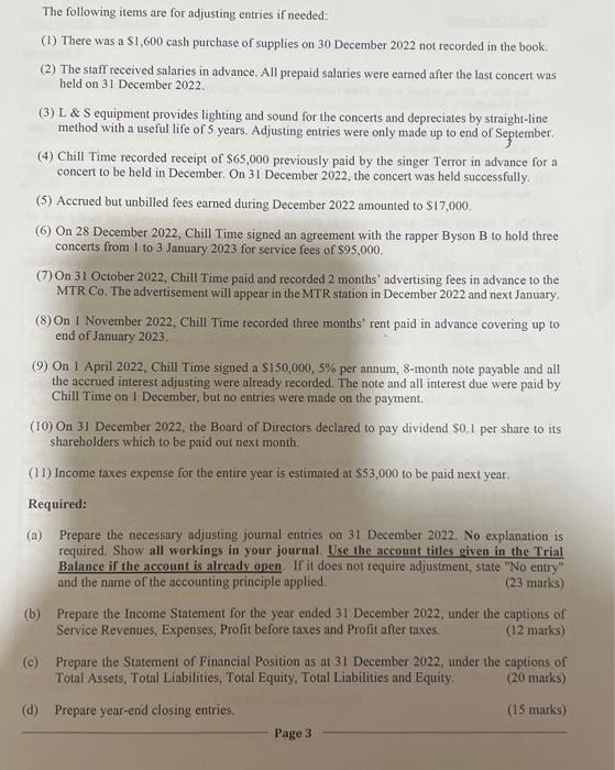 Co. ("Chill Time") is a production house of concerts for independent singers