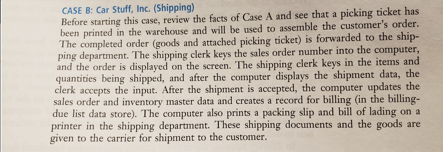 CASE B: Car Stuff, Inc. (Shipping) Before starting this case, review the