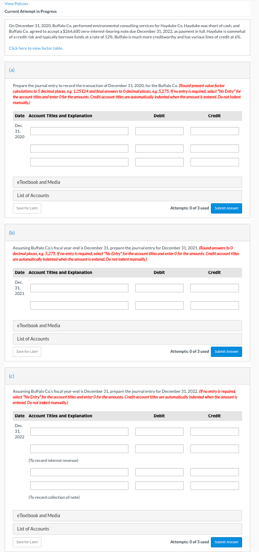 View Policies Current Attempt in Progress On December 31, 2020, Buffalo Co.
