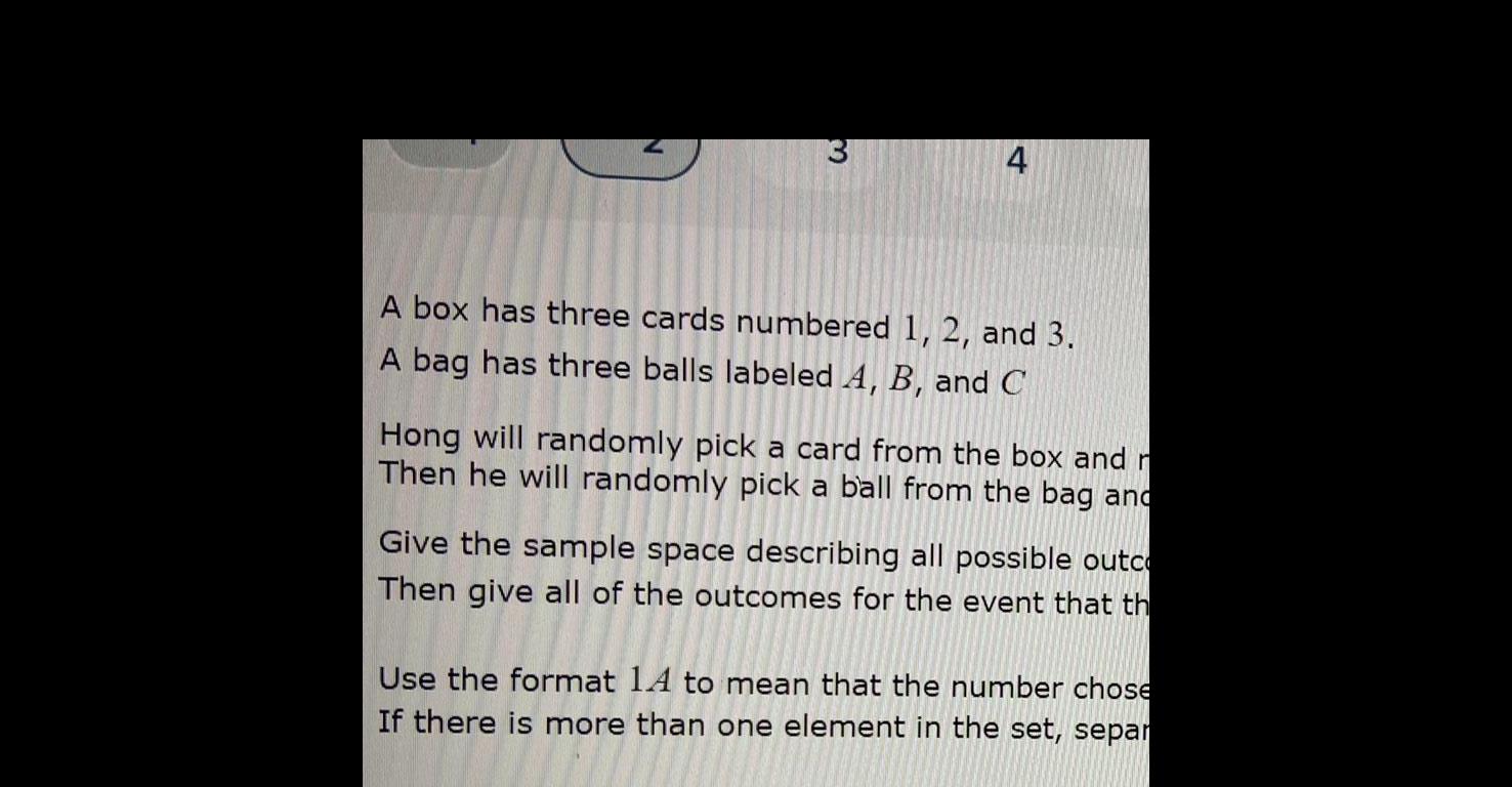 N 3 4 A box has three cards numbered 1, 2, and
