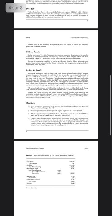 output. What recommendations, if any, would you make to Waters regarding the