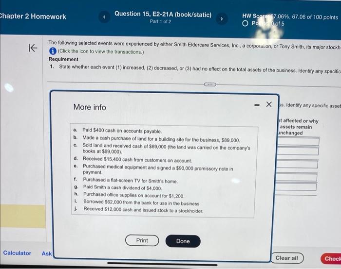 Score: 67.06%, 67.06 of 10 O Points: 0 of 5 The following