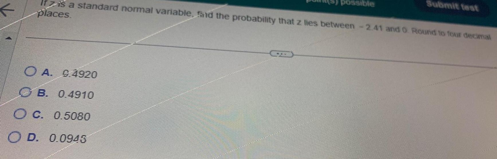 possible Submit test It is a standard normal variable, and the probability