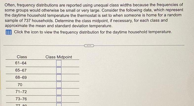 Often, frequency distributions are reported using unequal class widths because the frequencies