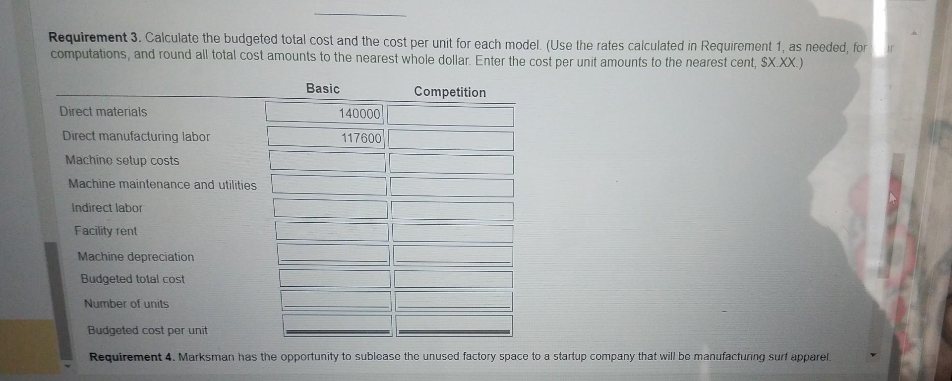 indirect labor costs increase with direct labor hours. Facility rent and machine