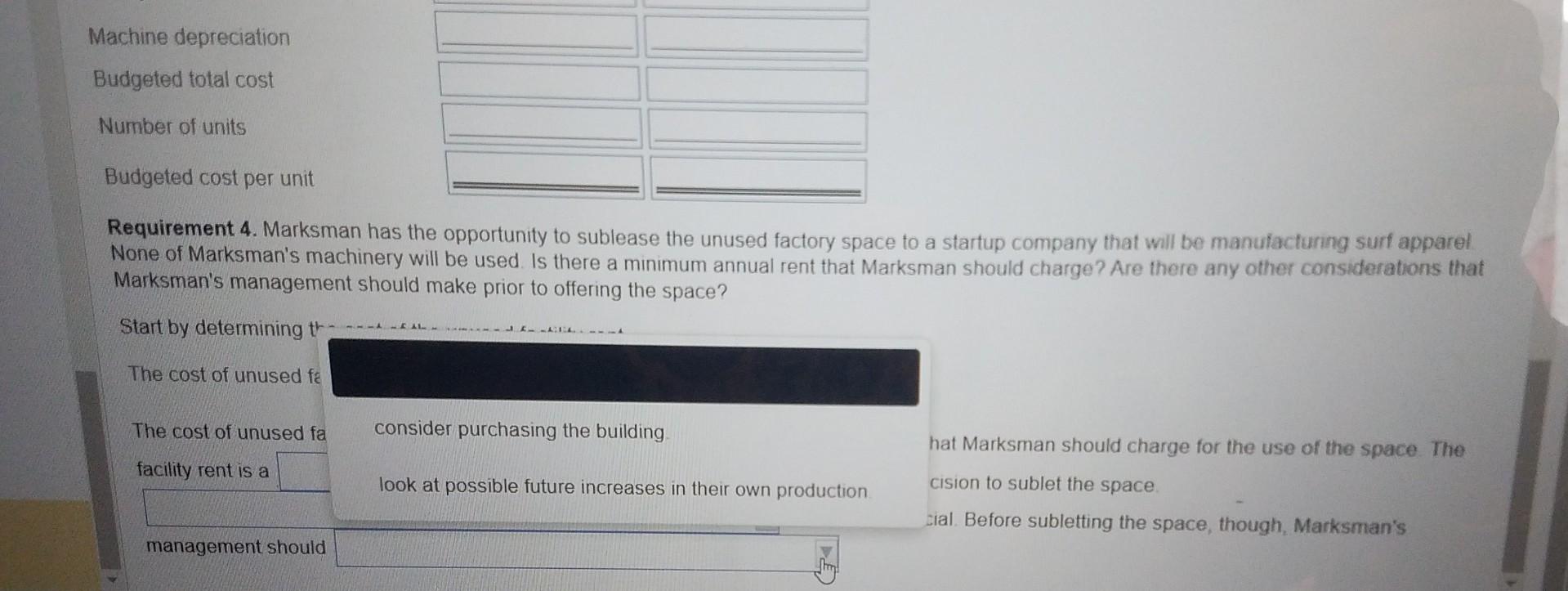 For 2020, Marksman has budgeted the following: (Click the icon to view
