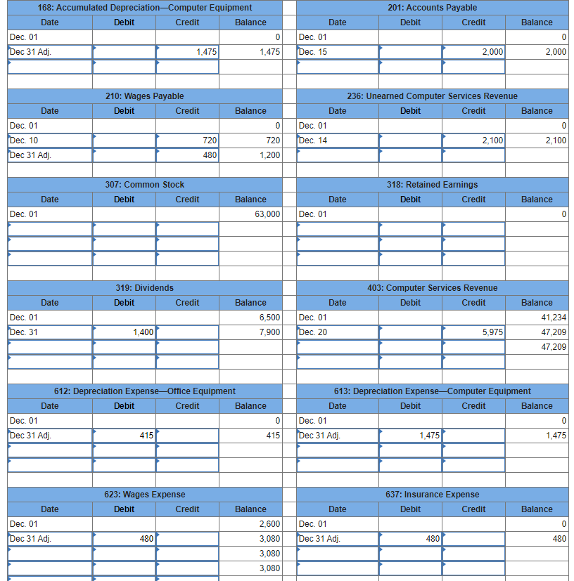 insurance 131 Prepaid rent 163 Office equipment 164 167 Computer equipment 168