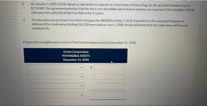 2. 3. Oriole incurred $68,600 of experimental and development costs in its