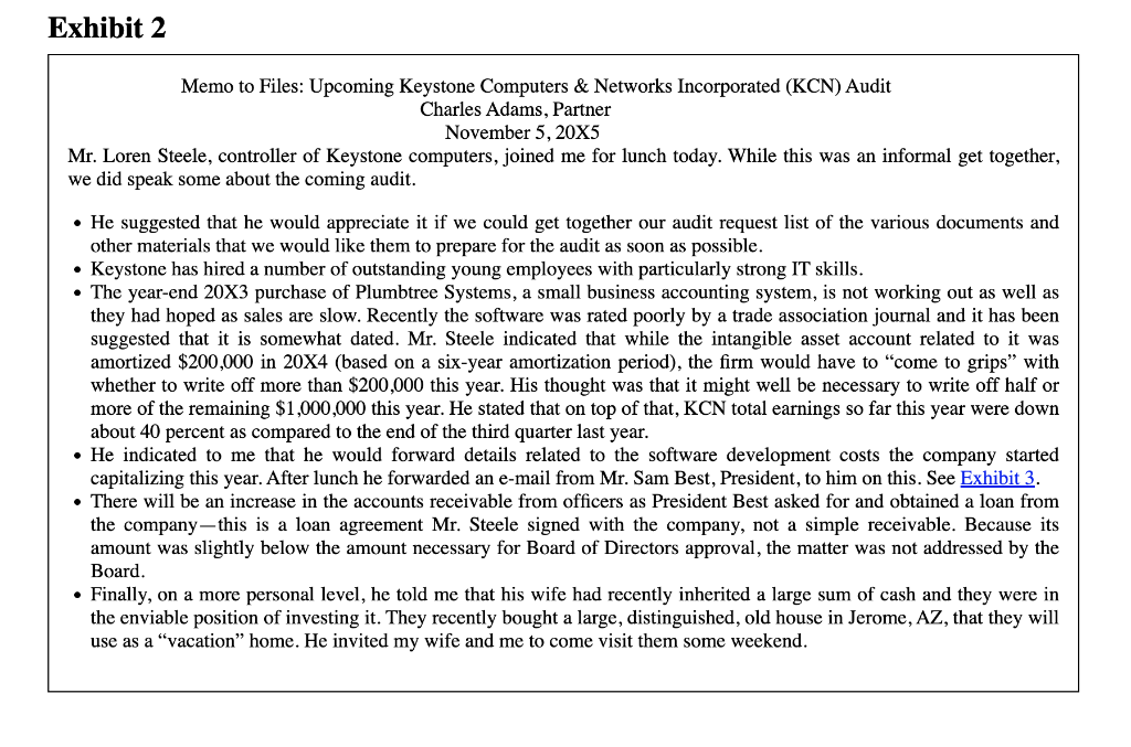 the Keystone audit. Because this simulation addresses material presented in Chapters 10-13