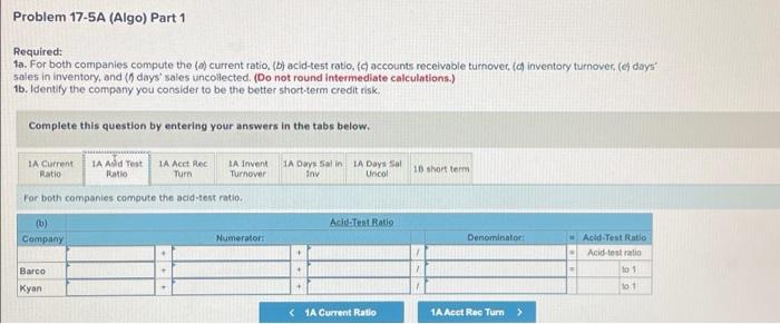 the financial statements of two companies competing in the same industry follows.