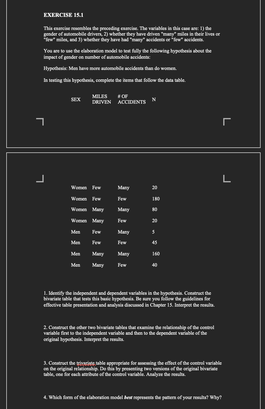 L EXERCISE 15.1 This exercise resembles the preceding exercise. The variables in